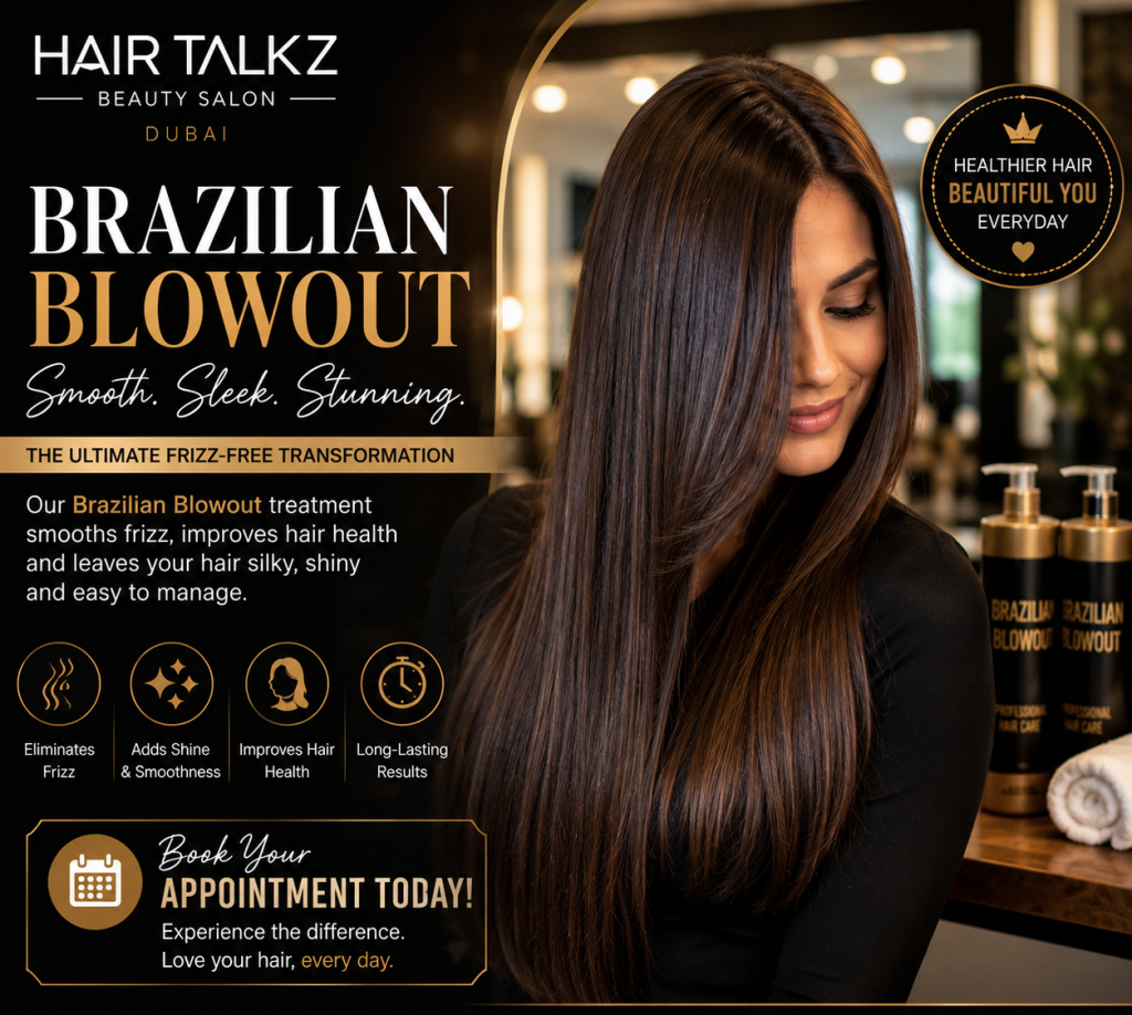 Balayage hair color transformation at a ladies hair salon in Dubai