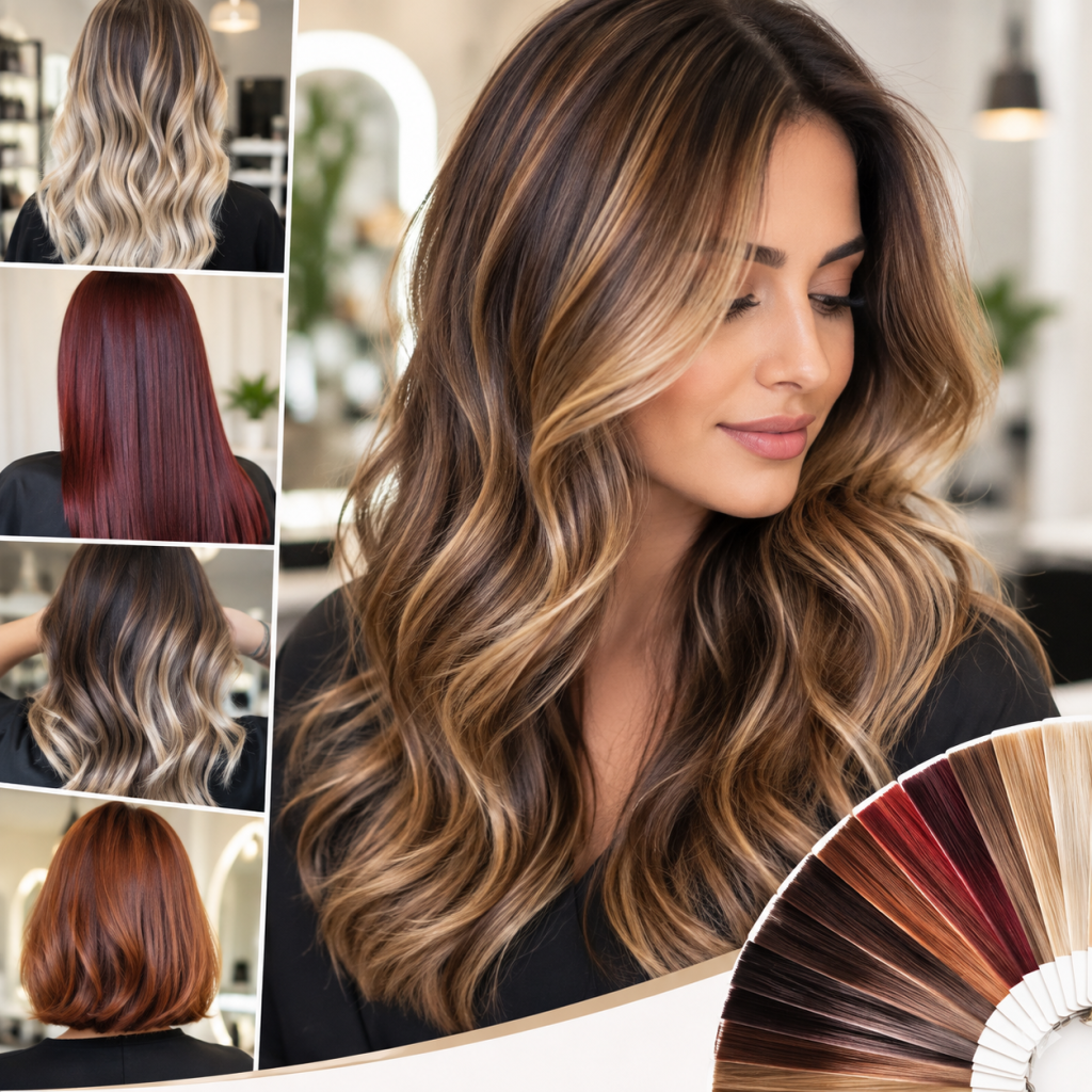 Hair colour Dubai with caramel balayage and highlights
